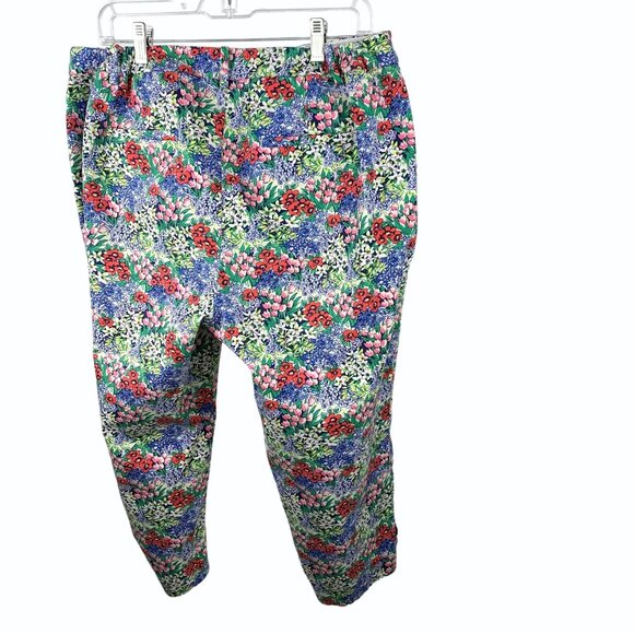 Talbots Womens Perfect Skimmer Floral Cropped Pants Size 14W Cotton Spandex - Picture 9 of 14